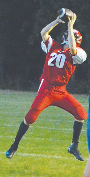 Mason Gardner pulls down a reception in the Southern Buckeye Warriors' Sept. 16 win over North Adams.