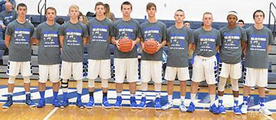 The Ripley-Union-Lewis-Huntington Blue Jays hit the hardwood this season with a mix of experience and young talent. From the left, are Laymon Marshall, Dalton Moran, Jordan Griffith, Josiah Staggs, Alex King, Peyton Fyffe, Josh Deaton, Brian Dunn, Jaki Royal, and Ryan Harney.