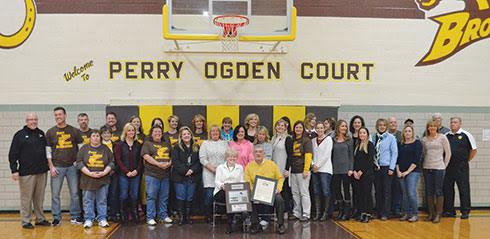 A crowd gathered at Mt. Orab Middle School, former Western Brown High School, on Dec. 10 to witness the dedication of Perry Ogden Gymnasium/Court. Many of Ogden’s former players, family, friends, and former co-workers were present to help pay tribute to one of the greatest basketball coaches in Western Brown history.