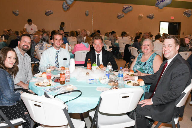 The Pregnancy Resource Center – A Place of Hope held its annual Spring Partnership Dinner on Thursday, April 28 at the Sardinia Church of Christ. Left to right, is Amanda and David Lessing, singers; Jordan Moorman, Students for Life Representative; Joe Knopp, Keynote Speaker; Tamma Plymesser, PRC Executive Director; Matthew Byrne, Ohio 12th District Court of Appeals. (Judge Byrne was not a speaker, but a guest)