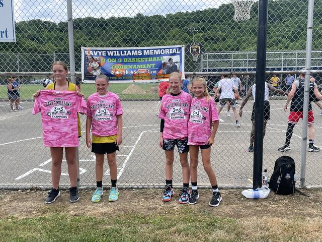 128715539_web1_IMG_7352
Winners of the 11 and under division of this years Ravye Williams Memorial Basketball Tournament - Lydia Johnson, Tenzlee Burns, Kennedi Campbell, and Allie Tolle. Photo provided