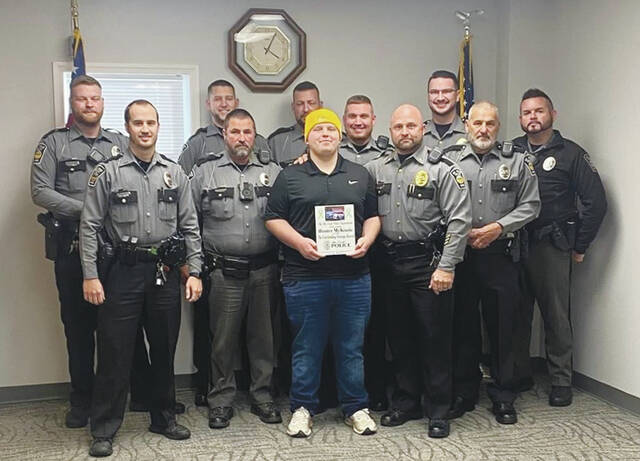 129160445_web1_no-shave
Members of the Mt. Orab Police Department decided to stow away their razors for No Shave November to aid in the cause, donating to Cincinnati Childrens Hospital in honor of Hunter McKinzie, a junior at Western Brown High School who has been battling non-Hodgkins lymphoma since March of 2022. McKinzie was issued The Outstanding Courage Award by the Mt. Orab Police Department. Photo provided