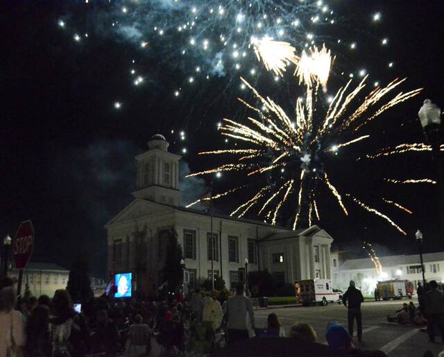 A fireworks show at the Courthouse Square in Georgetown is once again being planned for the annual Grant Days celebration. Above is a photo of last years fireworks show for U.S. Grants 200th birthday celebration. Photo by Wade Linville.