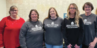 
			
				                                Small Town Adult Day Services is set to open in 2026. From the left, are Jamie Brierly (RN), Lisa Flannery (RN), Vicki Leonard (PTA), Carla Pennington (co-owner of Small Town Adult Day Services and administrator at Small Town Home Health Solutions), and Jill Newton (occupational therapist). Photo by Wade Linville
 
			
		